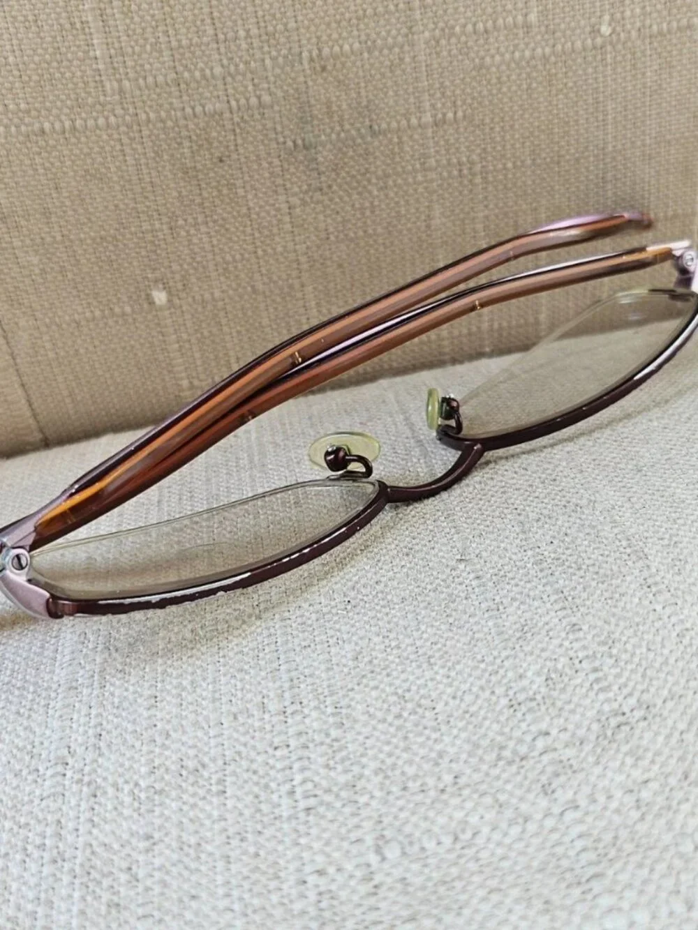 Morel France Women Eyeglasses Frame Brown/Orange/Lilac Tone Half Rim Glasses